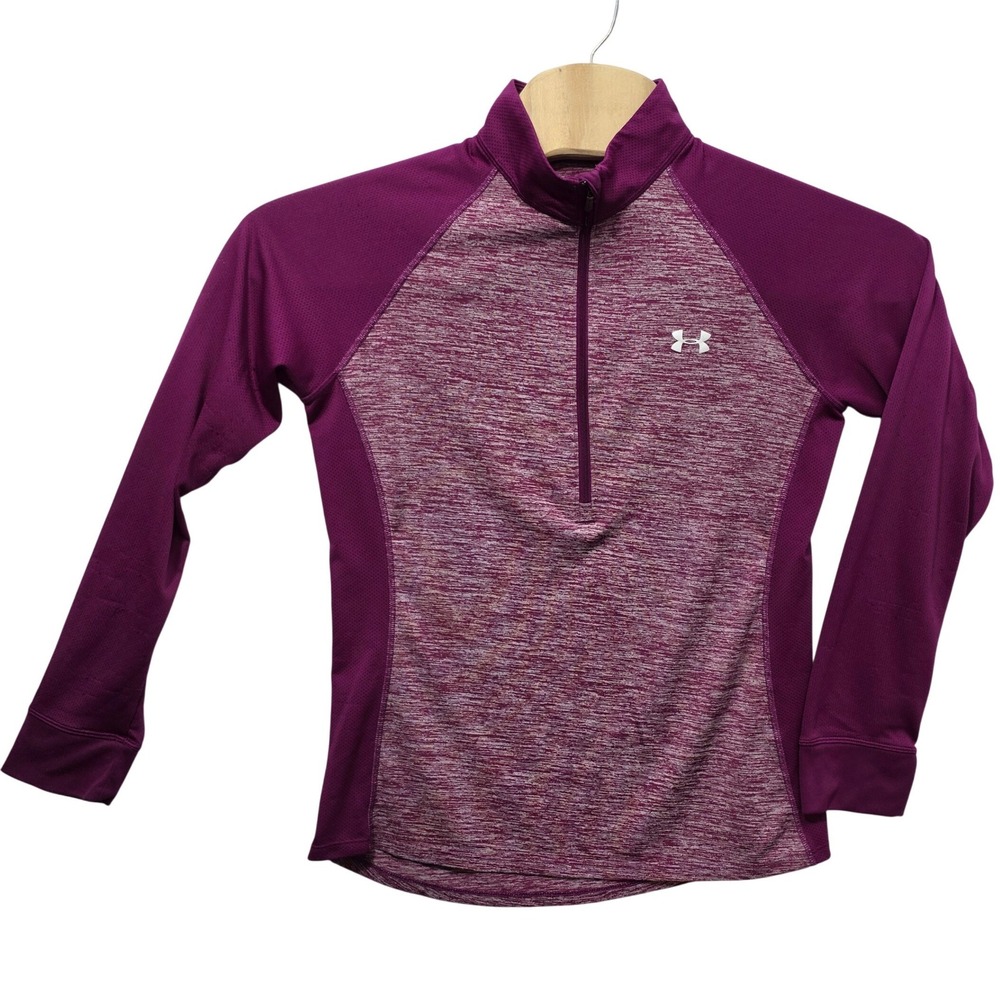 Under Armour Womens Purple Space Dye Quarter Zip Pullover Activewear Top S*